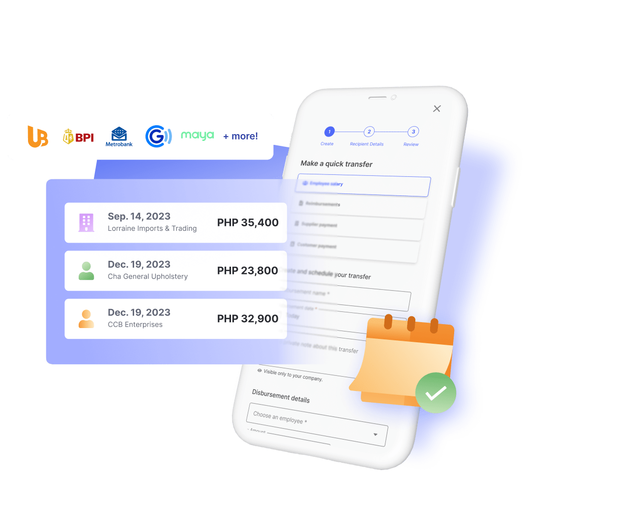 Schedule payouts to 90+ banks and e-wallets